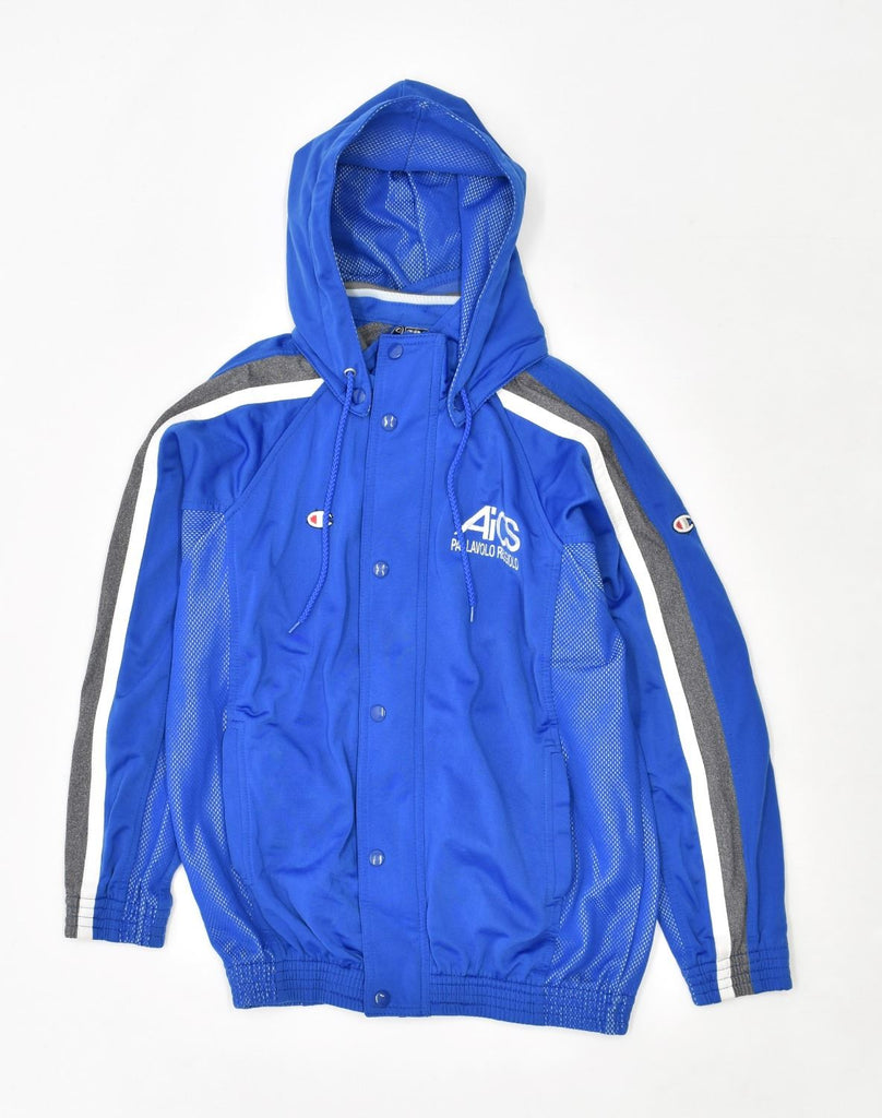 CHAMPION Boys Hooded Tracksuit Top Jacket 11-12 Years Blue Polyester | Vintage Champion | Thrift | Second-Hand Champion | Used Clothing | Messina Hembry 