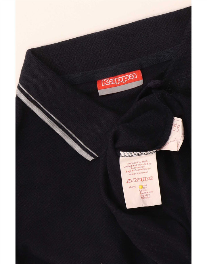 Kappa Mens Polo Shirt Large Navy Blue Striped Cotton