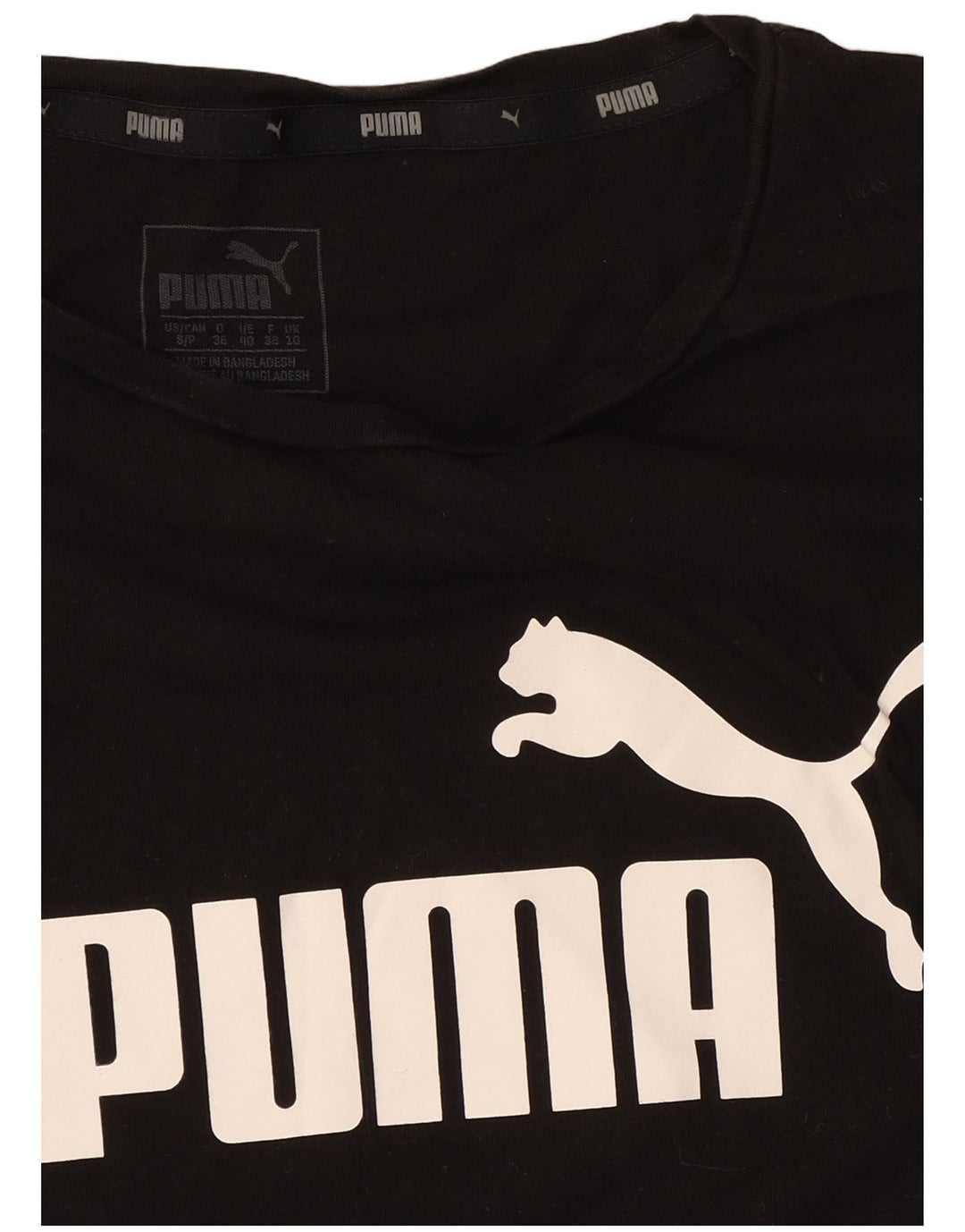 Puma Womens Graphic T-Shirt Top UK 10 Small  Black