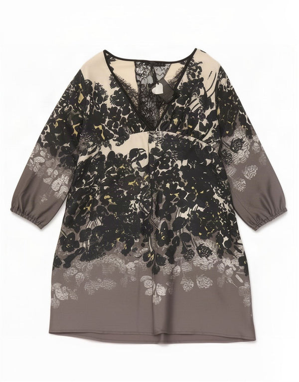 Twin-Set Womens Tunic Dress UK 18 XL Grey Floral Polyester