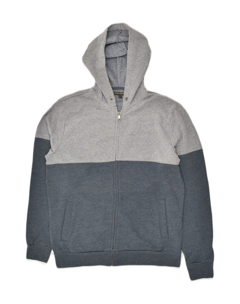 BANANA REPUBLIC Mens Zip Hoodie Sweater Medium Grey Colourblock Cotton | Vintage Banana Republic | Thrift | Second-Hand Banana Republic | Used Clothing | Messina Hembry 