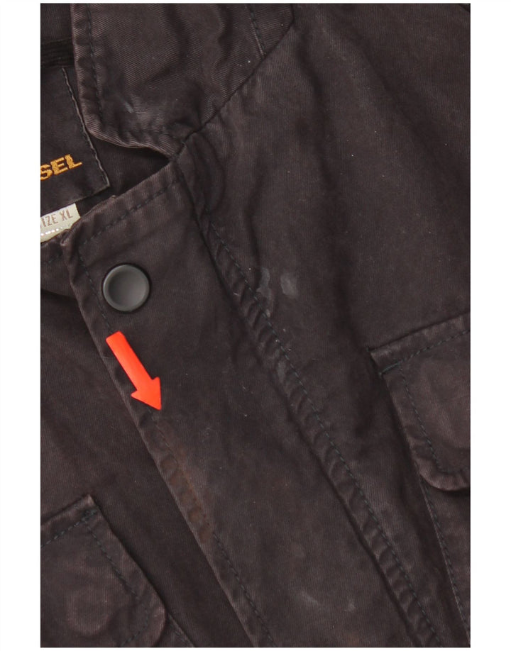 Diesel Womens Utility Jacket UK 18 XL Black Cotton