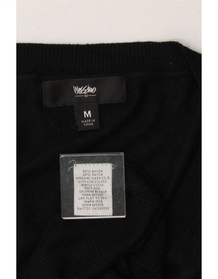 MOSSIMO Womens V-Neck Jumper Sweater UK 14 Medium Black Nylon Vintage Mossimo and Second-Hand Mossimo from Messina Hembry 