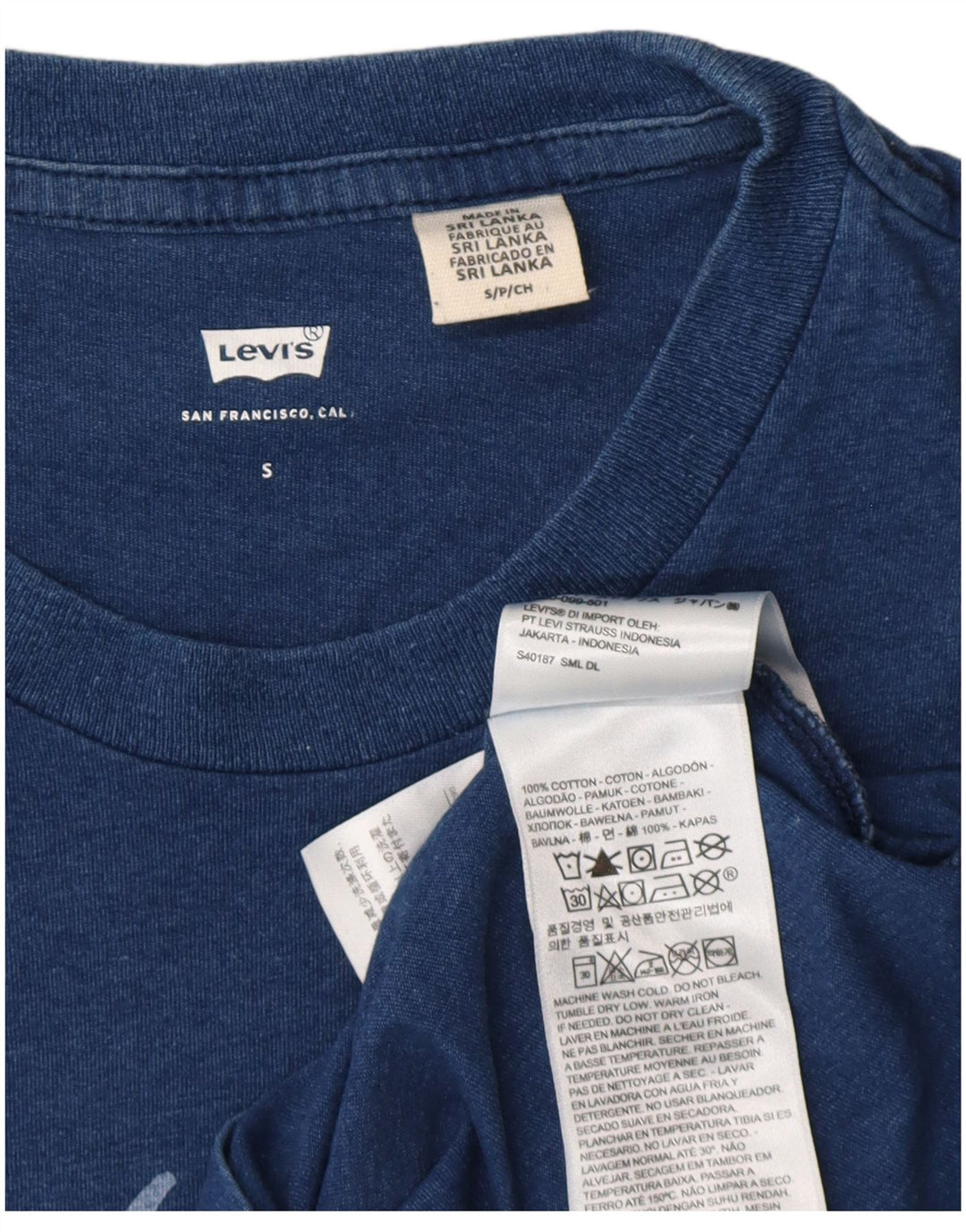 Levi's Mens Graphic T-Shirt Top Small Blue Cotton