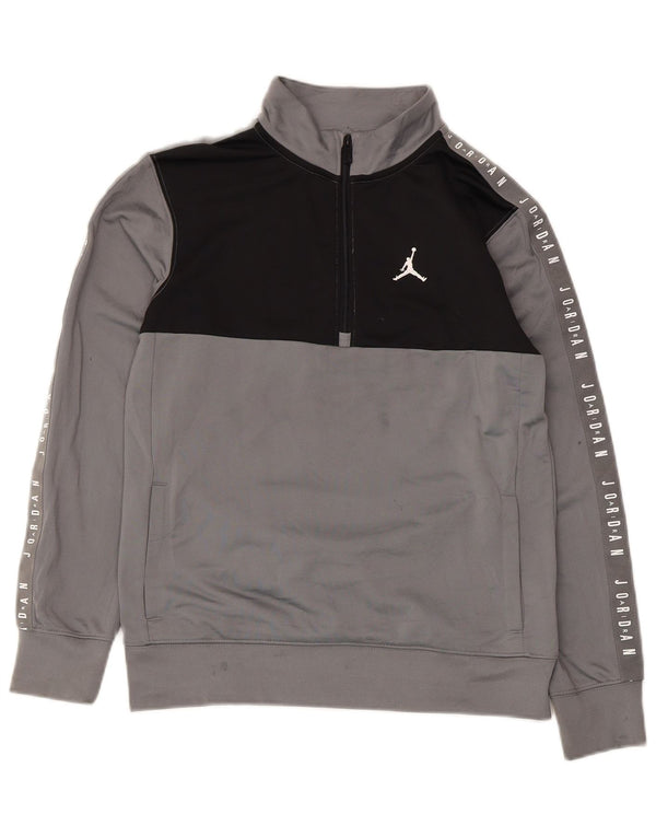 Jordan Boys Graphic Sweatshirt Jumper 12-13 Years Large Grey Colourblock