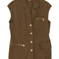 MONDI Womens Sleeveless 4 Button Blazer Jacket EU 38 Medium Khaki Cotton