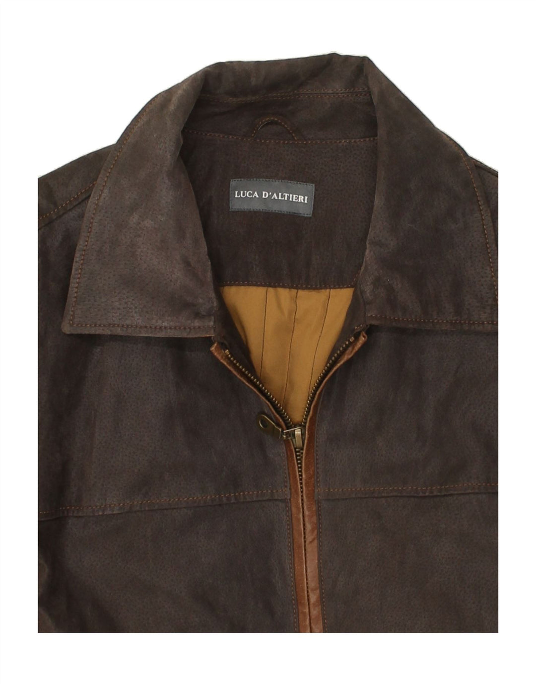 LUCA D'ALTIERI Mens Leather Jacket UK 56 3XL Brown Leather
