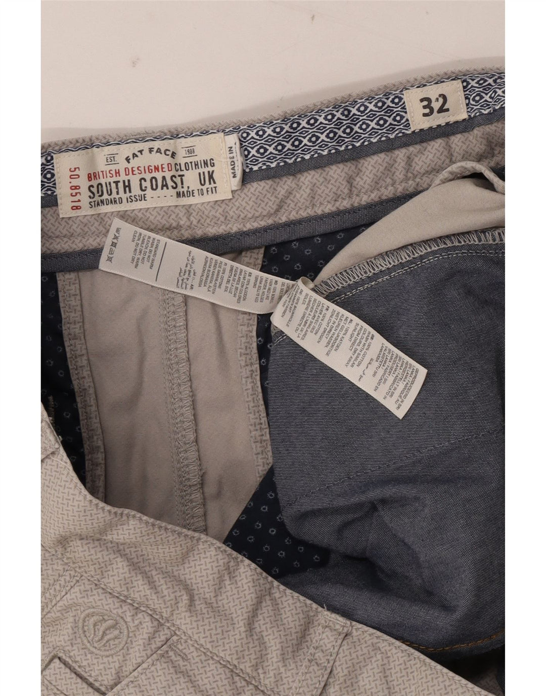 Fat Face Mens Chino Shorts W32 Medium Grey Cotton