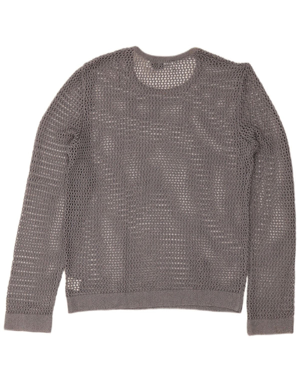 Pierre Cardin Womens Crochet Boat Neck Jumper Sweater IT 42 Medium Grey