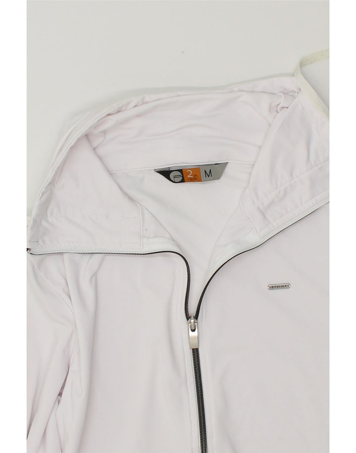 VINTAGE Womens Tracksuit Top Jacket UK 14 Medium White Polyester Vintage Vintage and Second-Hand Vintage from Messina Hembry 
