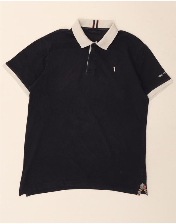 Trussardi Mens Polo Shirt XL Navy Blue Cotton