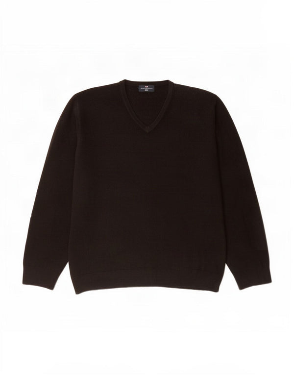Marks & Spencer Mens Blue Harbour V-Neck Jumper Sweater XL Black Acrylic