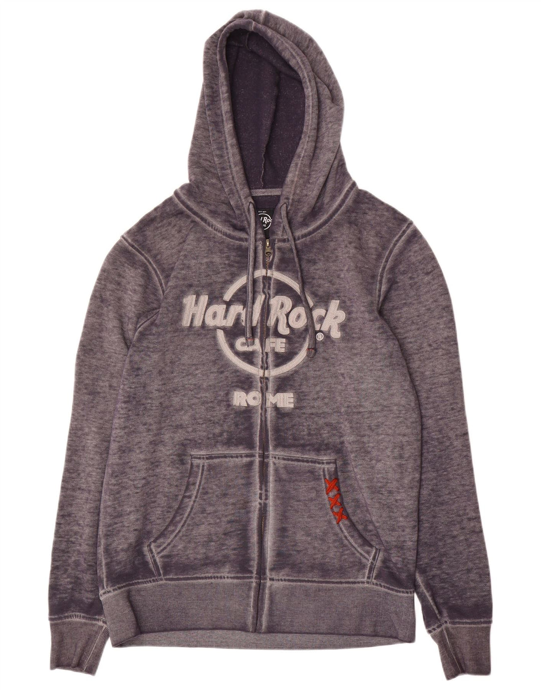 Hard Rock Cafe Mens Rome Graphic Zip Hoodie Sweater Medium Grey Flecked