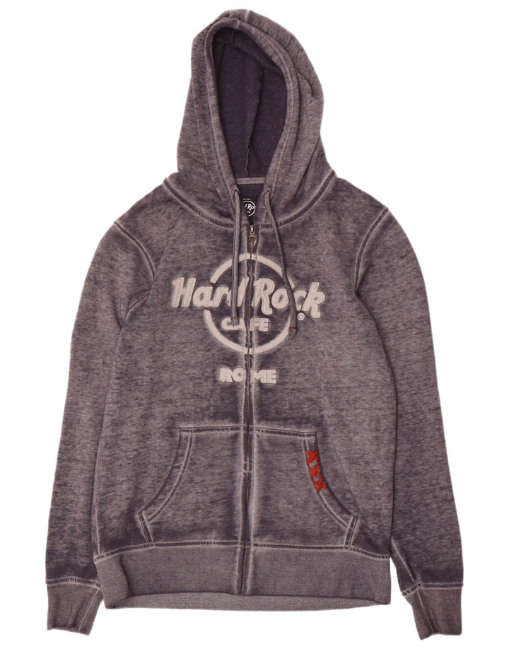 Hard Rock Cafe Mens Rome Graphic Zip Hoodie Sweater Medium Grey Flecked
