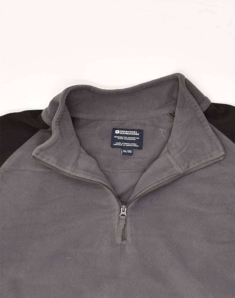 MOUNTAIN WAREHOUSE Mens Zip Neck Fleece Jumper 3XL Grey Colourblock | Vintage Mountain Warehouse | Thrift | Second-Hand Mountain Warehouse | Used Clothing | Messina Hembry 