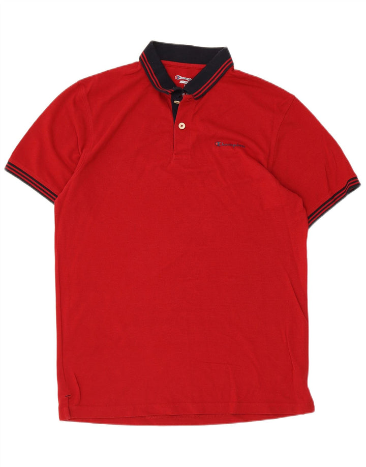 CHAMPION Mens Polo Shirt Large Red Cotton