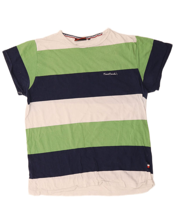 Pierre Cardin Mens T-Shirt Top XL Multicoloured Striped Cotton
