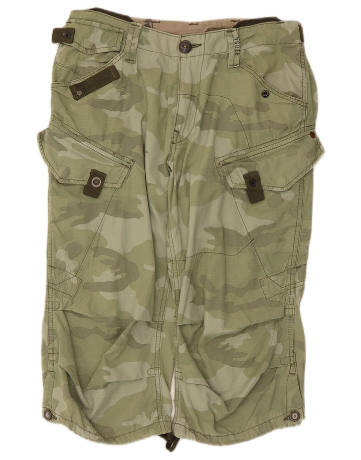 G-Star Mens Cargo Bermuda Shorts Medium W32 Green Camouflage Cotton
