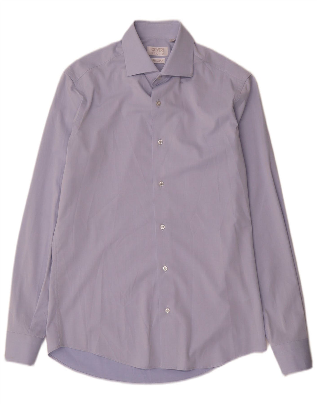 Coveri Mens Slim Fit Shirt Size 38 15 Medium Blue Microfibers