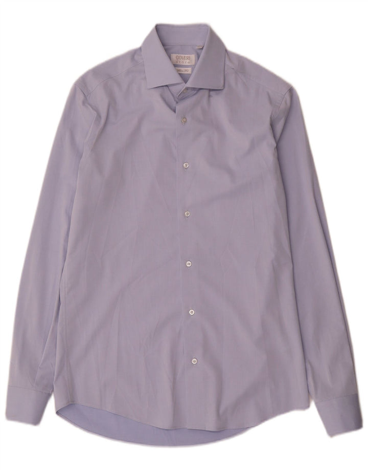 Coveri Mens Slim Fit Shirt Size 38 15 Medium Blue Microfibers