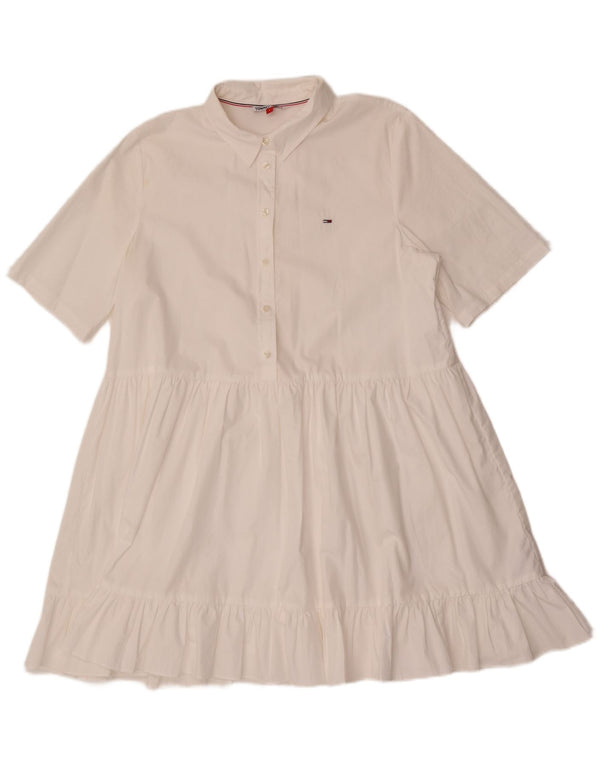 Tommy Hilfiger Womens A-Line Dress UK 14 Large White Cotton