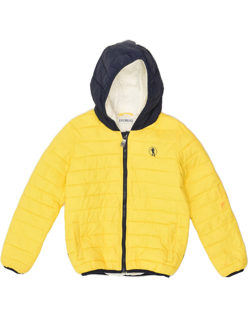 BIKKEMBERGS Boys Hooded Padded Jacket 9-10 Years Yellow Polyamide | Vintage Bikkembergs | Thrift | Second-Hand Bikkembergs | Used Clothing | Messina Hembry 