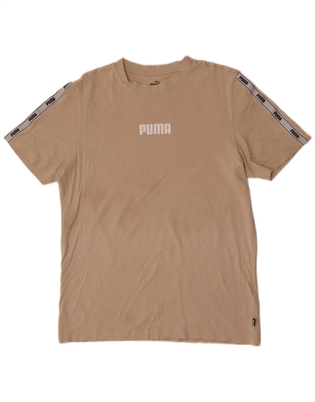 Puma Mens Graphic T-Shirt Top Medium Beige Colourblock Cotton