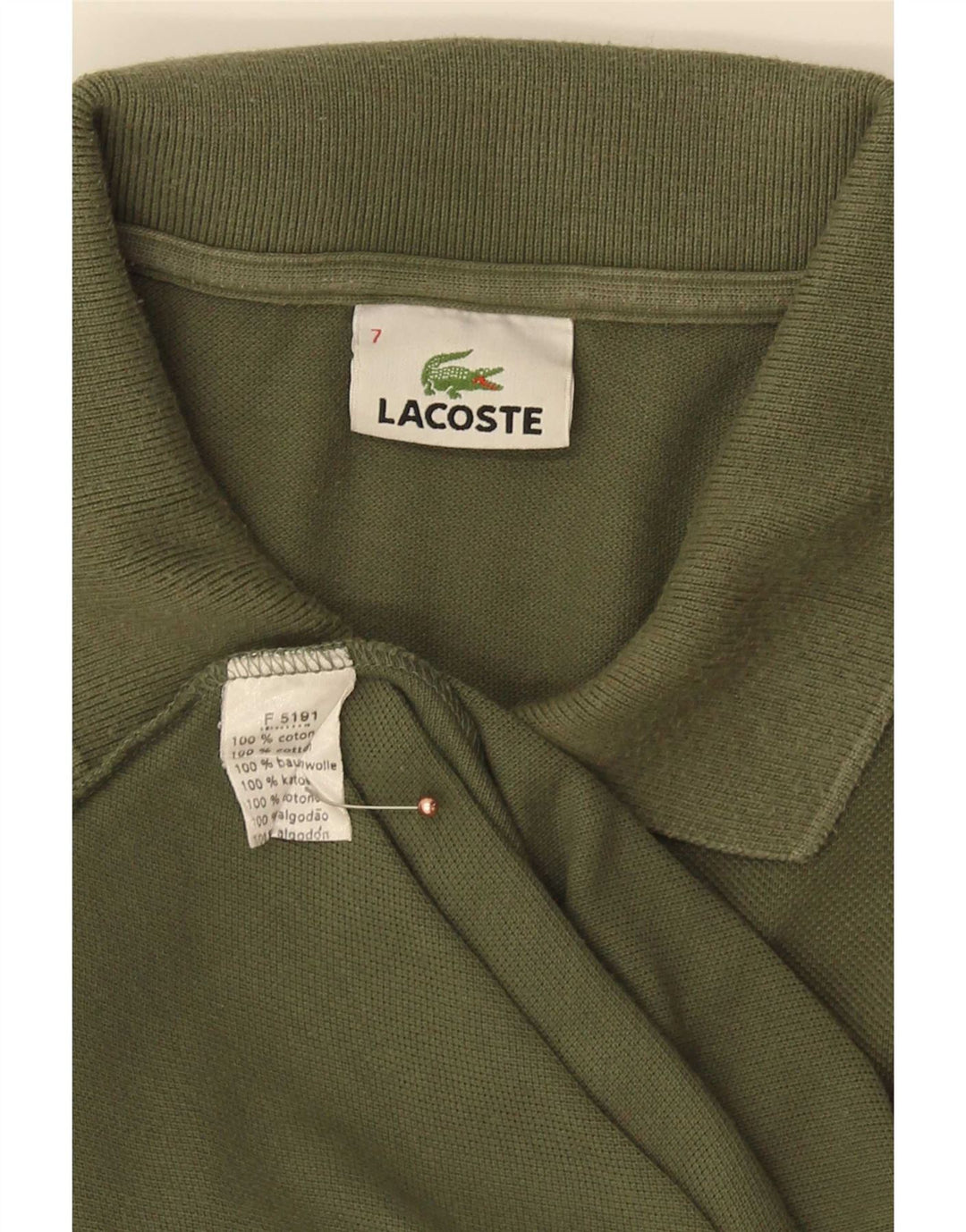 Lacoste Mens Polo Shirt Size 7 2XL Green Cotton