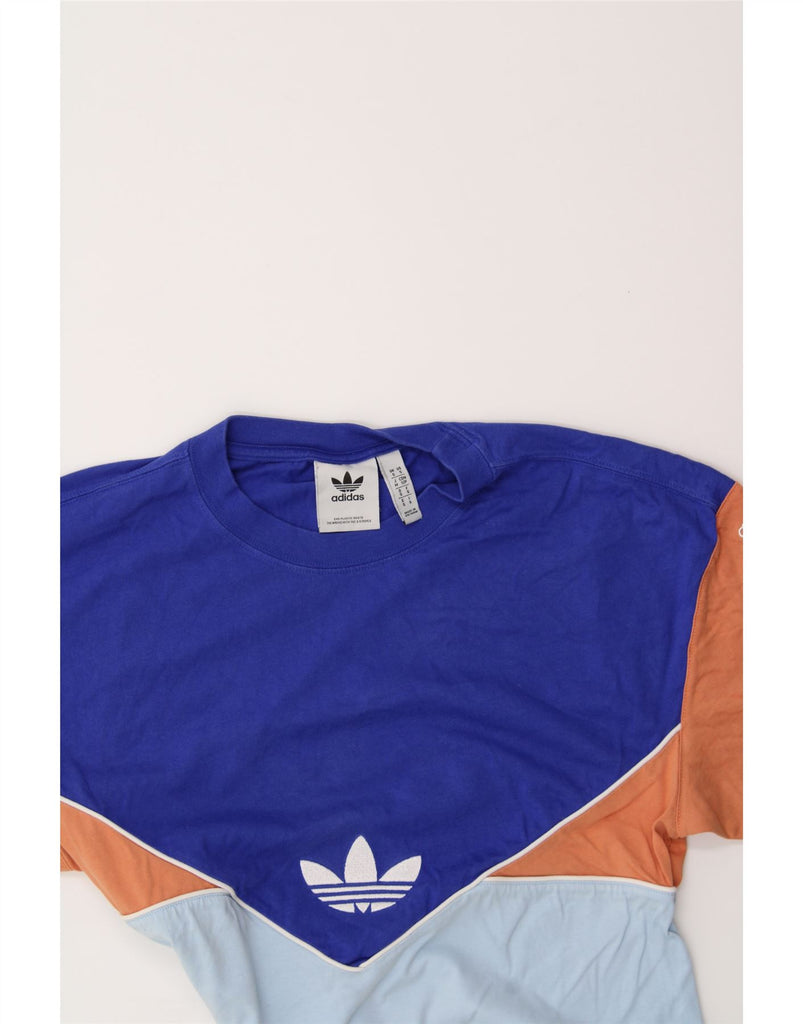 ADIDAS Mens T-Shirt Top Small Blue Colourblock Cotton Vintage Adidas and Second-Hand Adidas from Messina Hembry 