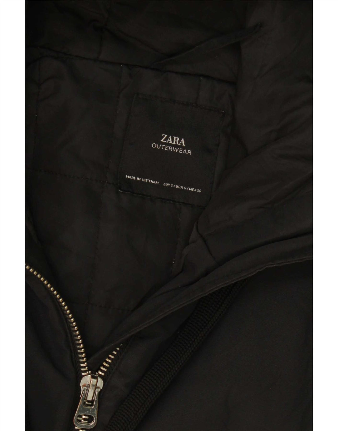 Zara Womens Hooded Oversized Padded Jacket UK 10 Small Black