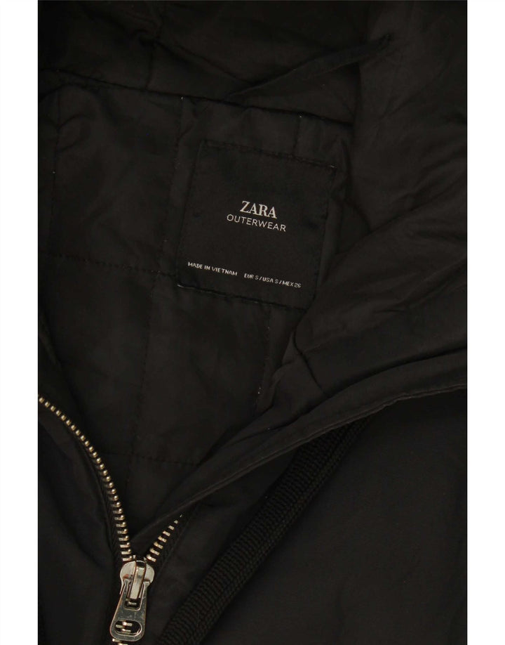Zara Womens Hooded Oversized Padded Jacket UK 10 Small Black