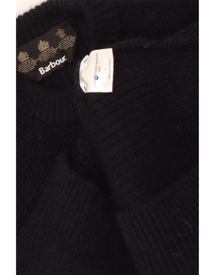 Barbour Mens Crew Neck Jumper Sweater Large Navy Blue New Wool