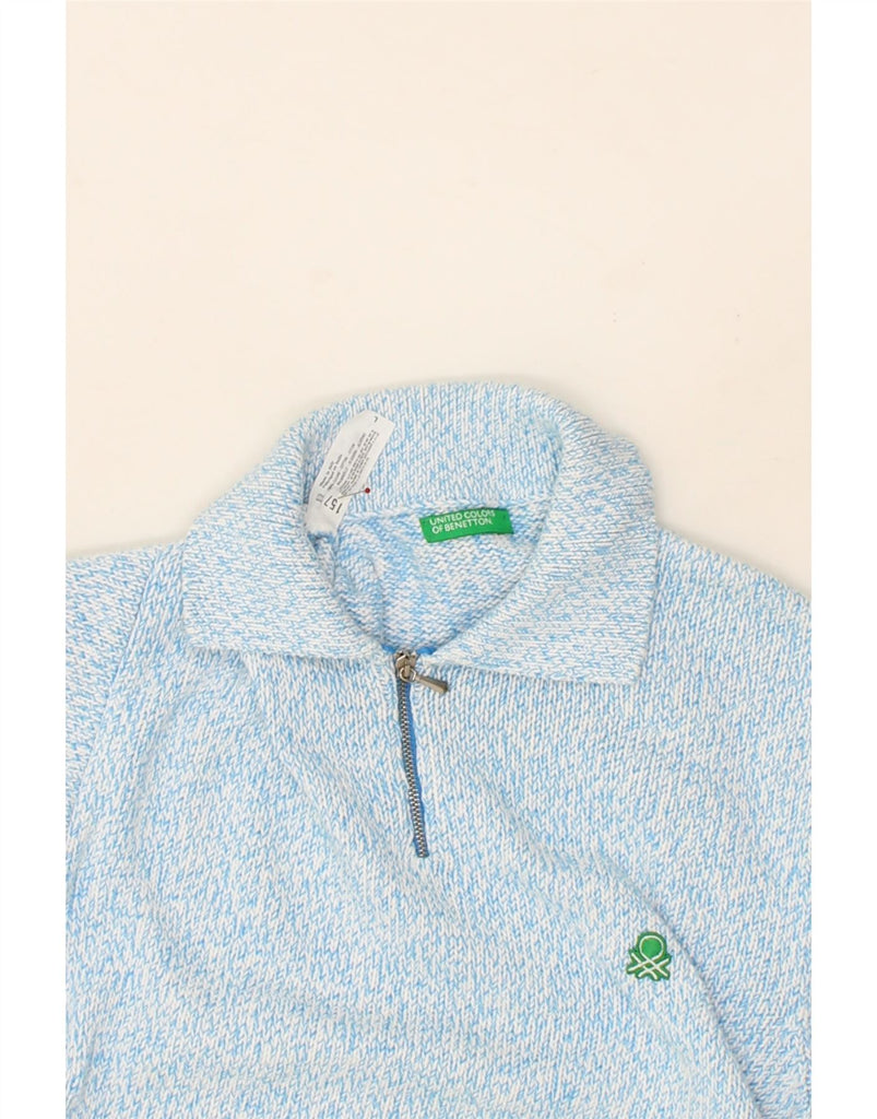 BENETTON Boys Polo Neck Jumper Sweater 12-13 Years Large Blue Cotton Vintage Benetton and Second-Hand Benetton from Messina Hembry 