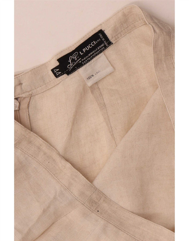 L.Pucci Womens Midi Skirt IT 44 Medium W28  Beige Linen