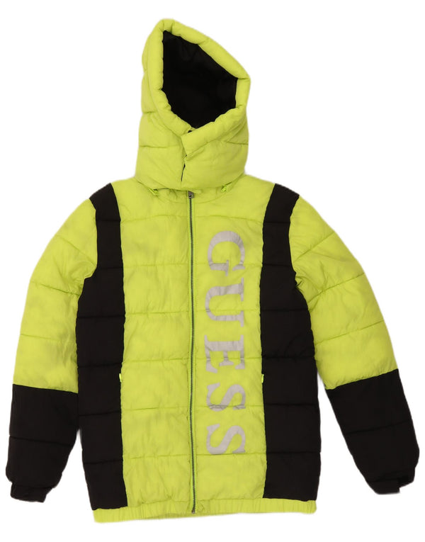Guess Boys Graphic Hooded Padded Jacket 15-16 Years Green Colourblock
