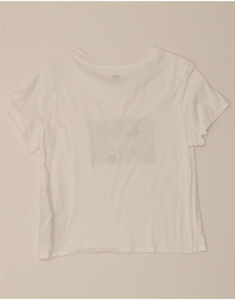 LEVI'S Womens Crop Graphic T-Shirt Top UK 12 Medium White Cotton Vintage Levi's and Second-Hand Levi's from Messina Hembry 