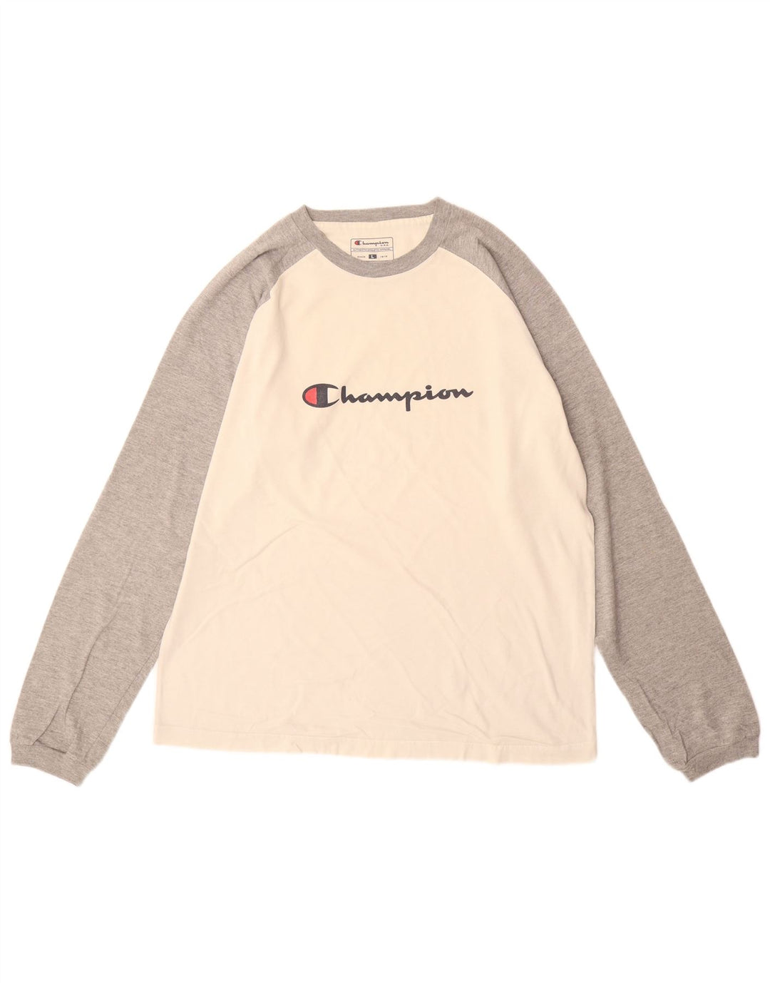 Champion Mens Graphic Top Long Sleeve Large White Colourblock
