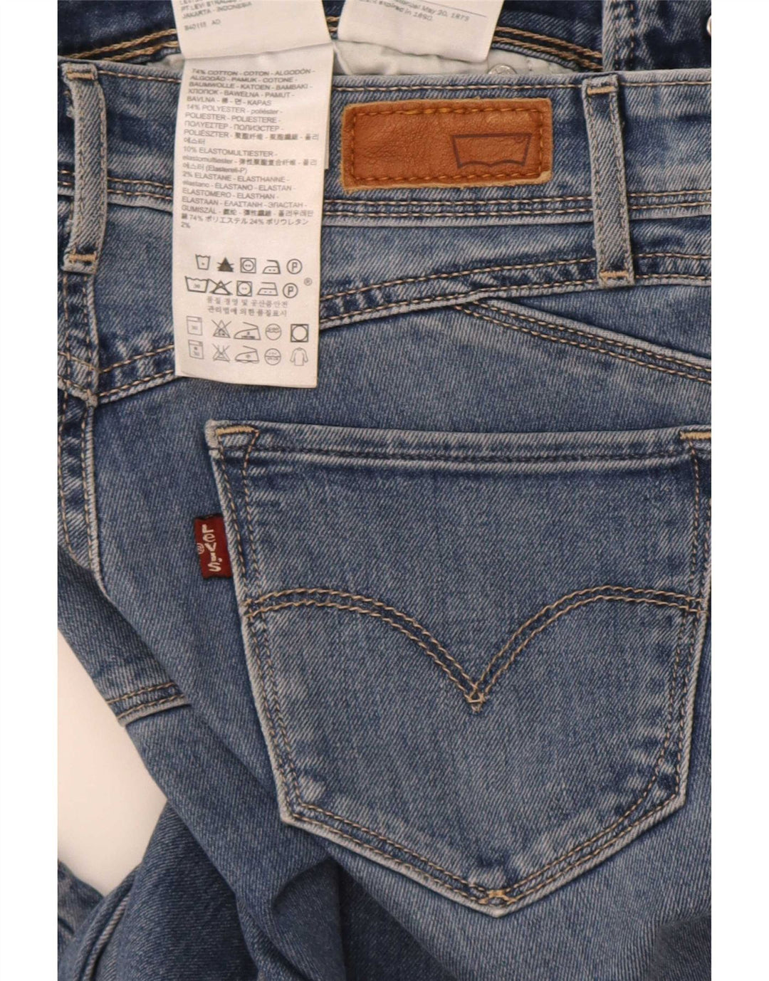Levi's Womens Skinny Jeans W25 L34 Blue Cotton