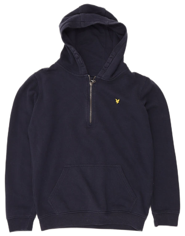 LYLE & SCOTT Boys Zip Neck Hoodie Jumper 12-13 Years Navy Blue Cotton