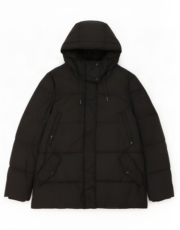 Woolrich Womens Penn-Rich Hooded Padded Jacket UK 14 Medium Black Polyester