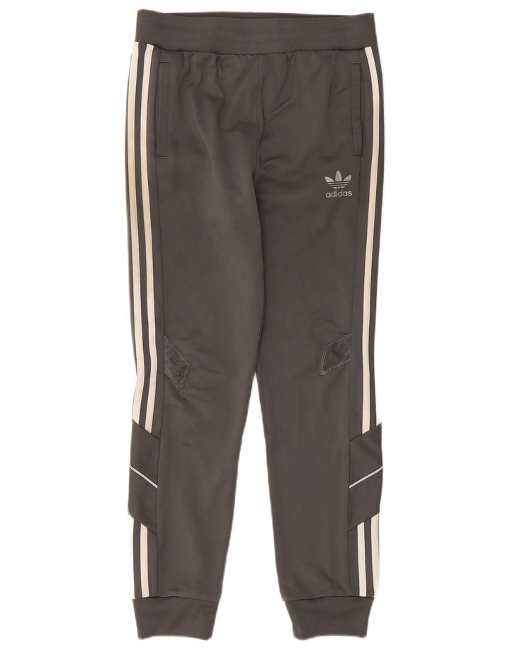ADIDAS Boys Tracksuit Trousers Joggers 11-12 Years  Grey Polyester