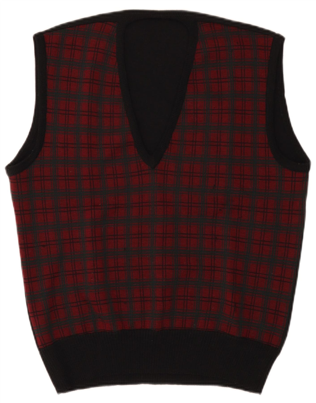 Vintage Mens Vest Tank Top Small Red Check