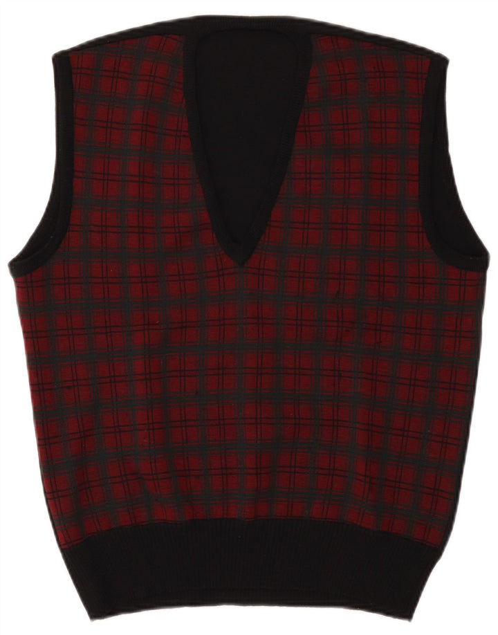 Vintage Mens Vest Tank Top Small Red Check