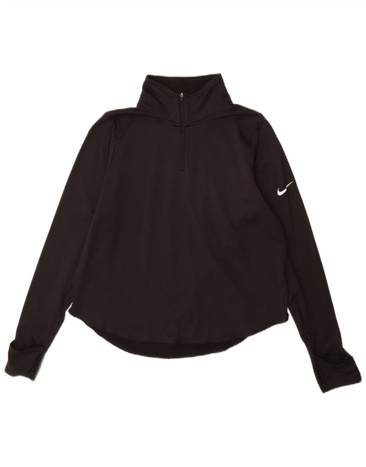 Nike Womens Dri Fit Zip Neck Pullover Tracksuit Top UK 16 Large Black