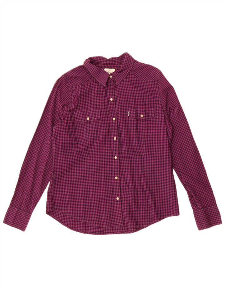 Levi's Womens Shirt UK 16 Large Purple Gingham Cotton