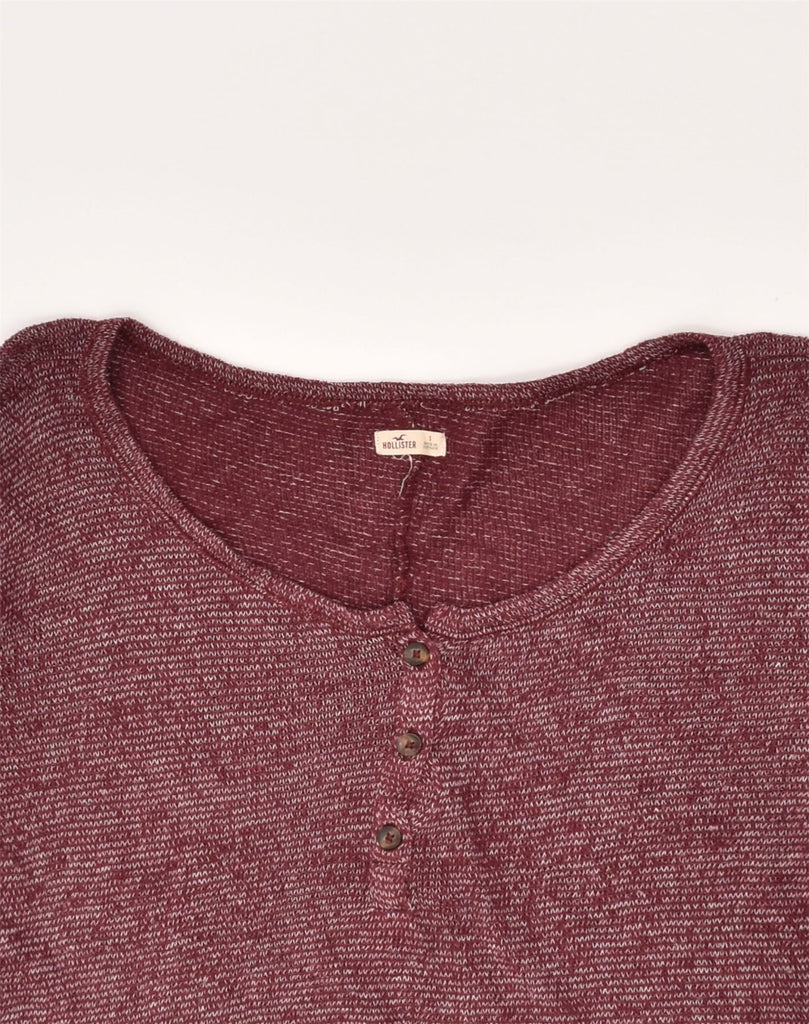 HOLLISTER Womens Crop Crew Neck Jumper Sweater UK 10 Small Burgundy Cotton | Vintage Hollister | Thrift | Second-Hand Hollister | Used Clothing | Messina Hembry 