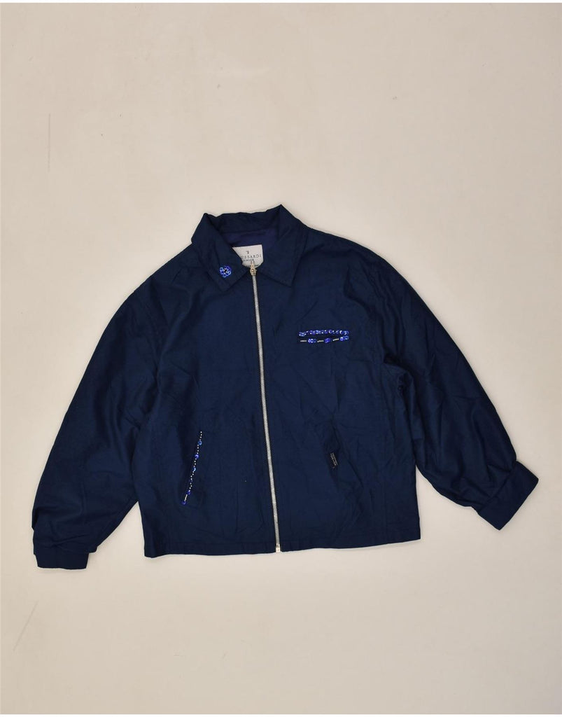 TRUSSARDI JUNIOR Girls Bomber Jacket 12-13 Years Navy Blue Polyester | Vintage Trussardi Junior | Thrift | Second-Hand Trussardi Junior | Used Clothing | Messina Hembry 