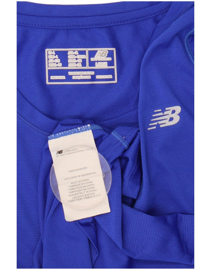 New Balance Womens Top Long Sleeve UK 14 Large Blue Polyester