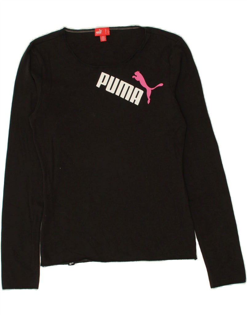 PUMA Womens Graphic Top Long Sleeve UK 12 Medium  Black | Vintage Puma | Thrift | Second-Hand Puma | Used Clothing | Messina Hembry 