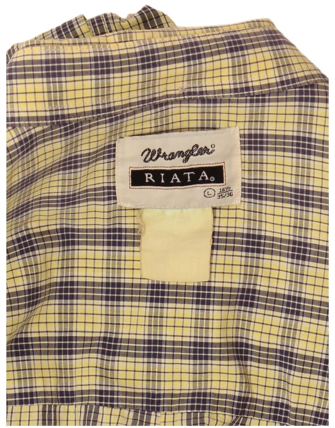 Wrangler Mens Riata Shirt Size 16 1/2 Large Yellow Check